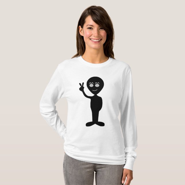 Sympathique panneau de paix alien T-shirt (Devant entier)