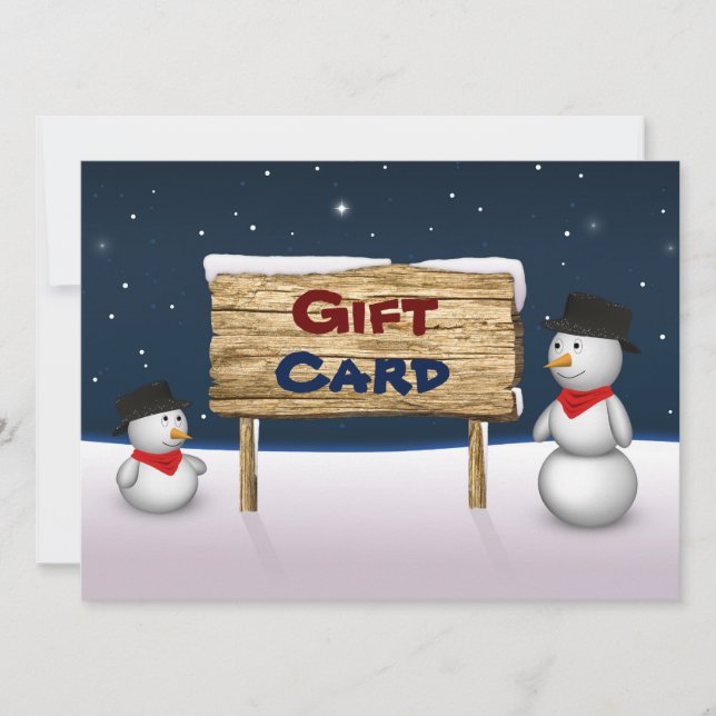Sympathique Snowmen avec carte cadeau en bois (Devant)