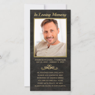 Sympathy Black Leather Gold Frame Photo Funéraille