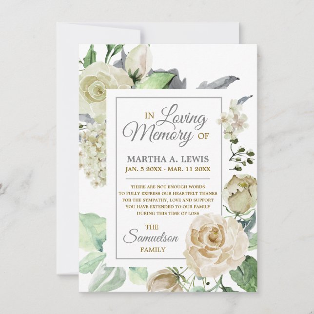 Sympathy Love Mémoire Creme Floral MERCI (Devant)