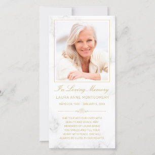 Sympathy Marble Gold Script Cross Photo Prière