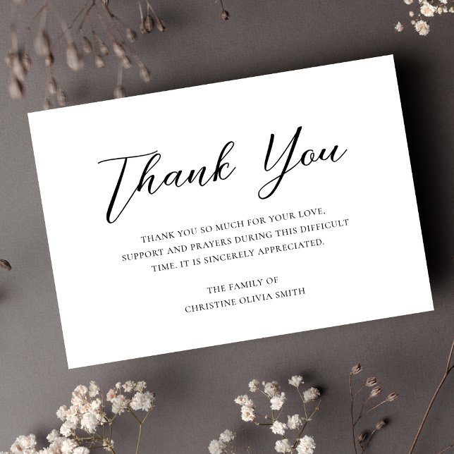 Sympathy Merci Funeral Note Card Bereavement (Sympathy Thank You Card)