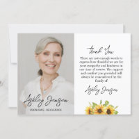Sympathy Sunflower Photo Carte de remerciements fu