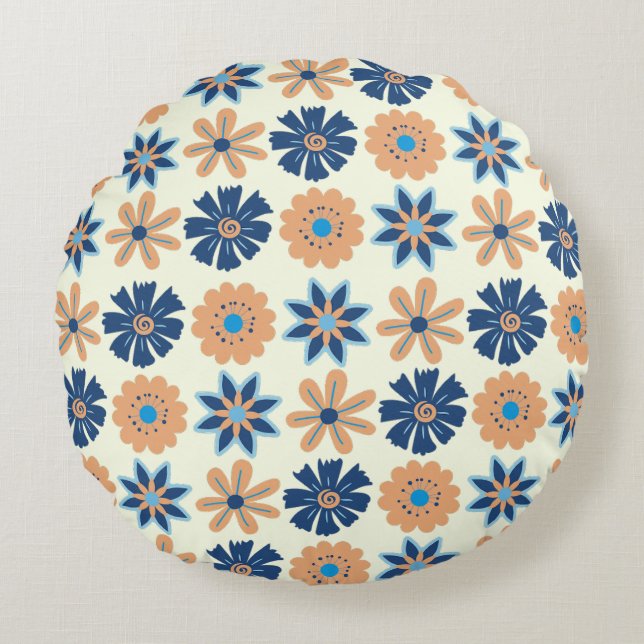 Symphonie du Motif de fleurs Coussin rond (Devant)