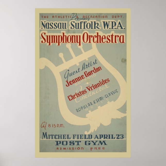 Symphony Orchestra WPA Vintage Music Poster (Devant)