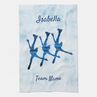 Synchronized skating towel arabesque blue