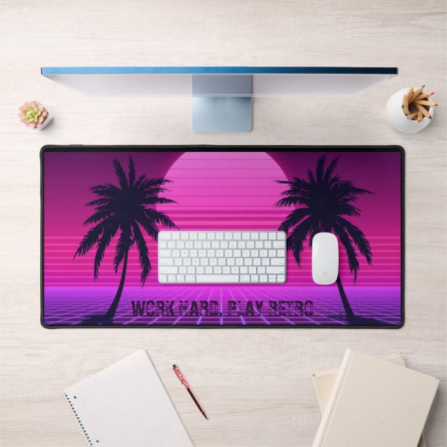 Synthwave Coucher de Soleil Rétro Esthétique 80s G (Bureau 1)
