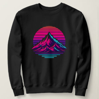 Synthwave Mountain Sweatshirt – Retro Sunset Stree
