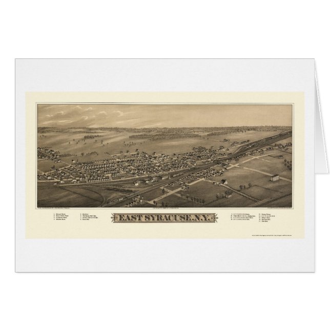 Syracuse est, carte panoramique de NY - 1885 (Devant horizontal)