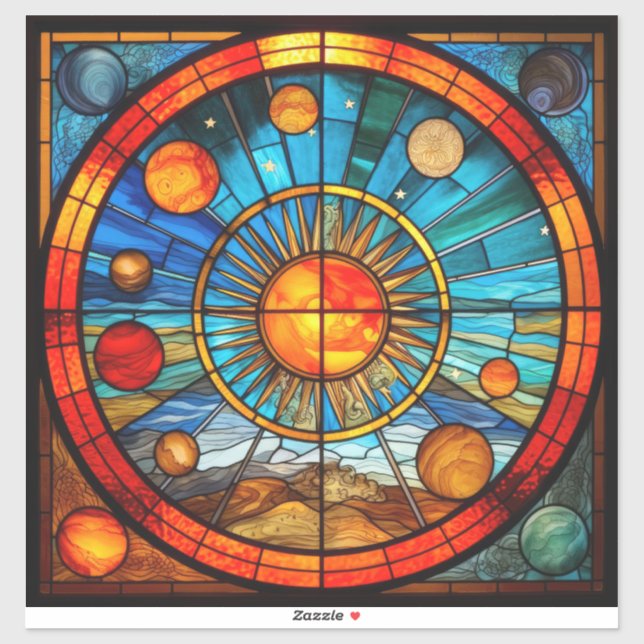 Système solaire en verre tendu Sticker en vinyle (Feuille)