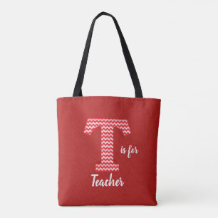 T est pour le Sac fourre-tout rouge enseignant
