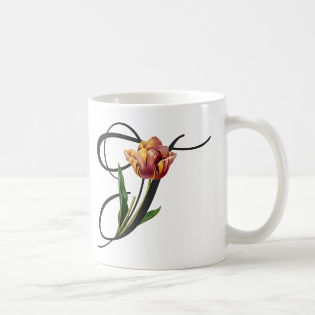 T initial, Tulipes Vintages café Mug (Droite)