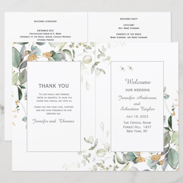 t Programme de mariage végétal Eucalyptus Botaniqu (Devant / Derrière)