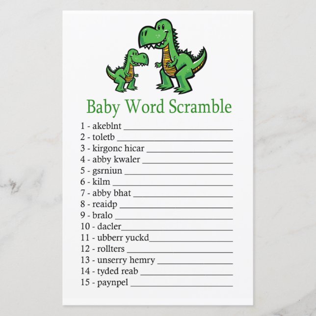 T-rex Baby word scramble jeu (Devant)