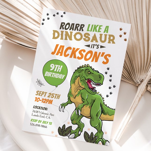 T-Rex Boy Dinosaur Invitation Anniversaire (T-Rex Dinosaur Invitation Mockup)