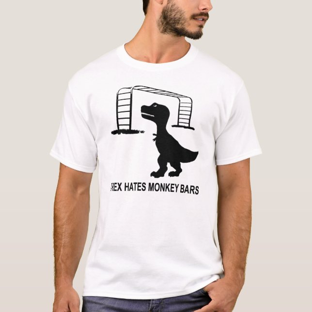 T-Rex déteste le T-shirt léger de barres de singe (Devant)