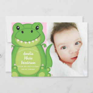 T-Rex Dinosaur bébé Faire-part rose
