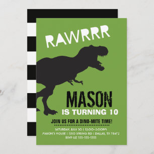 T Rex Dinosaur Boy Invitation d'anniversaire