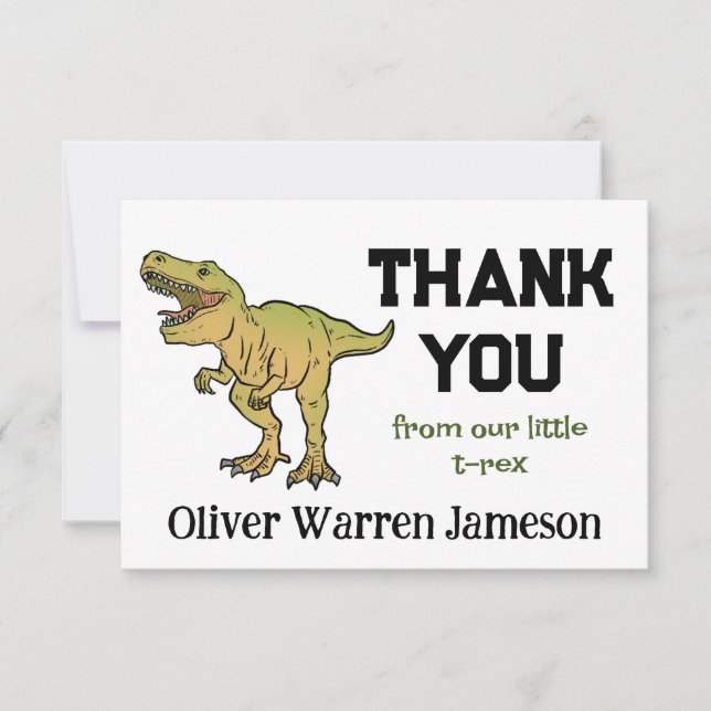 T-REX Dinosaur Boy's Any Age Birthday Merci  (Devant)