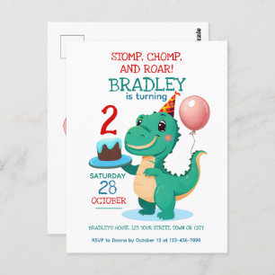 T Rex Dinosaur Invitation de fête d'anniversaire