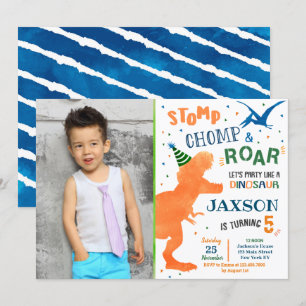 T-Rex Dinosaur Invitations de fête d'anniversaire