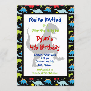 T Rex Dinosaur Invitations de fête d'anniversaire