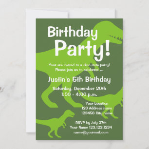 T-Rex Dinosaur invitations pour fêtes d'anniversai