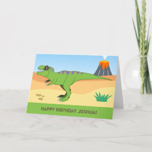 T-Rex Dinosaur & Volcano Bonne carte d'anniversair