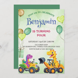 T-rex dinosaure Excavateur ballon tracteur Anniver