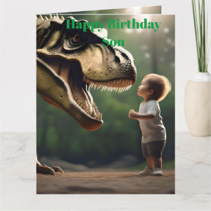 T-rex Face À Vos Craintes, Fils Grande Carte Anniv
