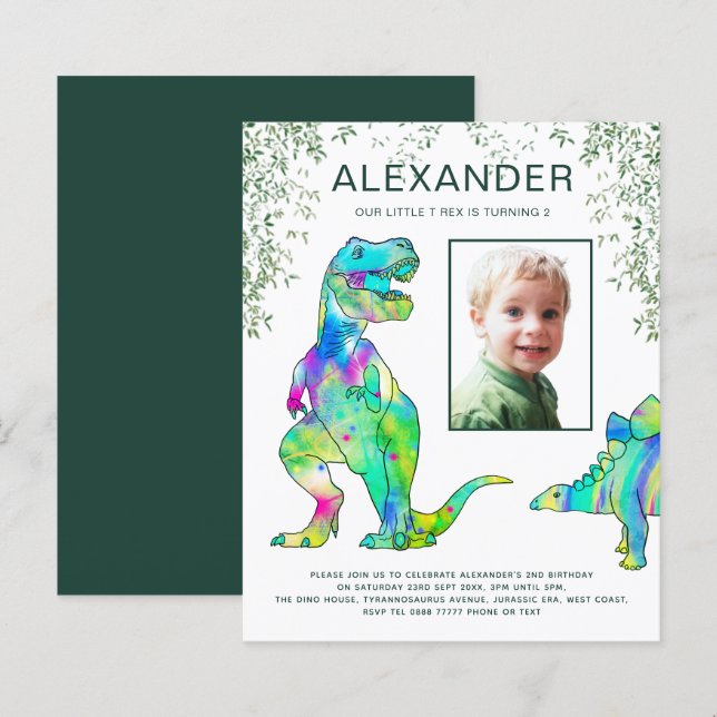 T Rex Jungle fête d'anniversaire (Devant / Derrière)
