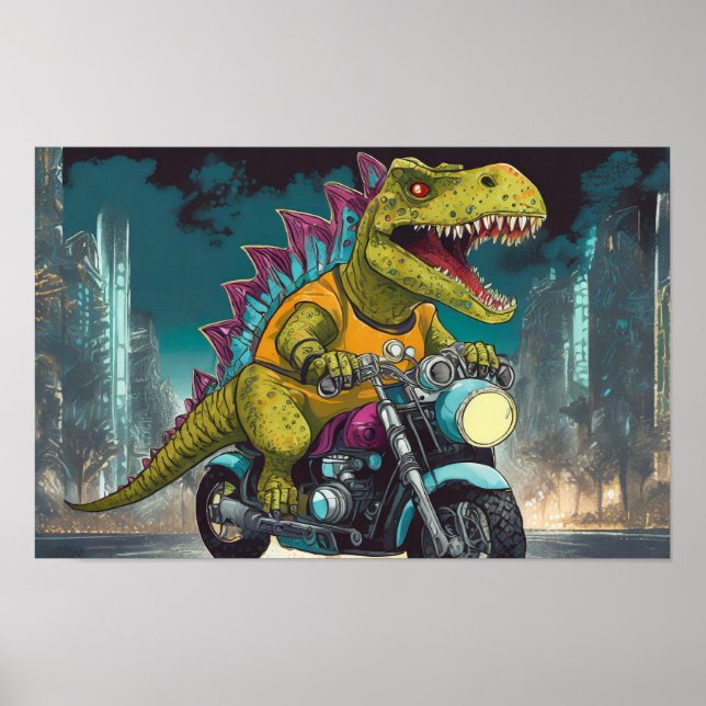 T-Rex sur roues - Affiche sur le combustible fossi (Devant)