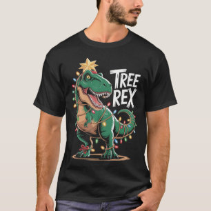 T-Rex T-Shirt de Noël – Dinosaure avec guirlande l