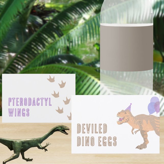 T-Rex Tan do-it-yourself Plaqué Dinosaure Cartes D (Create your own fun food cards for a cute dinosaur birthday party food table)