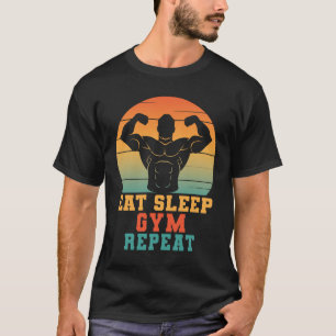 T-shirt Е à Sleep Gym Funny Gym Fitness Amateurs d'entraîn
