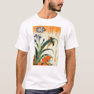 T-shirt ア ヤ に ワ カ Iris et Kingfisher, Hokusai, Ukiyo-e