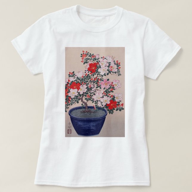 T-shirt ツツジの盆栽, azalée de bonsaïs de 小原古邨, Ohara Koson, (Design devant)