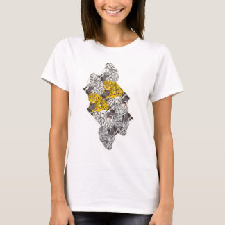 T-SHIRT トラとコウモリ・タイルのテセレーション(YWGL_BW)