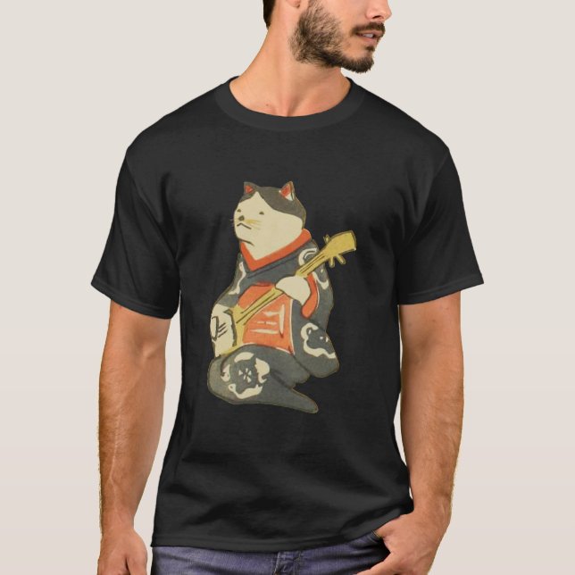 T-shirt 三味線を弾く猫, chat de 国芳 jouant la guitare, Kuniyoshi, (Devant)