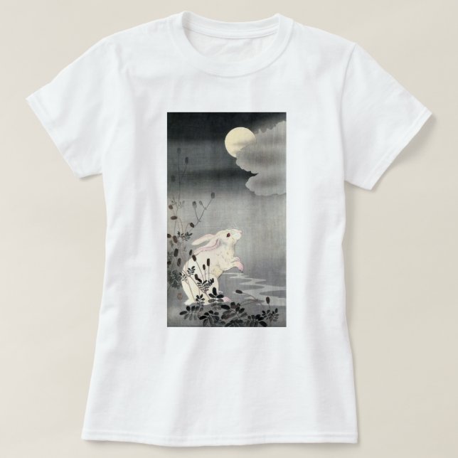 T-shirt 古, 原, ギ と 月 lapin et Moon, Ohara Koson, Ukiyo-e, (Design devant)