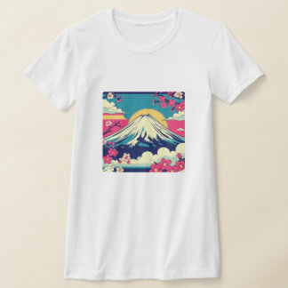 T-SHIRT 和風ポップ 富士山と桜の和柄Tシャツ