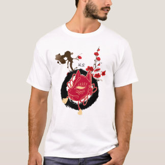 T-SHIRT 和風 日本の梅とキツネのお面 筆記帳
