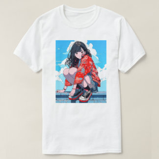 T-shirt 座るJK Tシャツ｜寿司娘 GenerativeAI