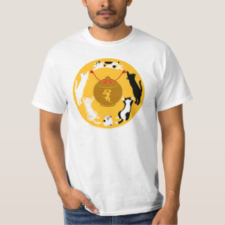 T-SHIRT 御守六猫 Tシャツ (白・黒)