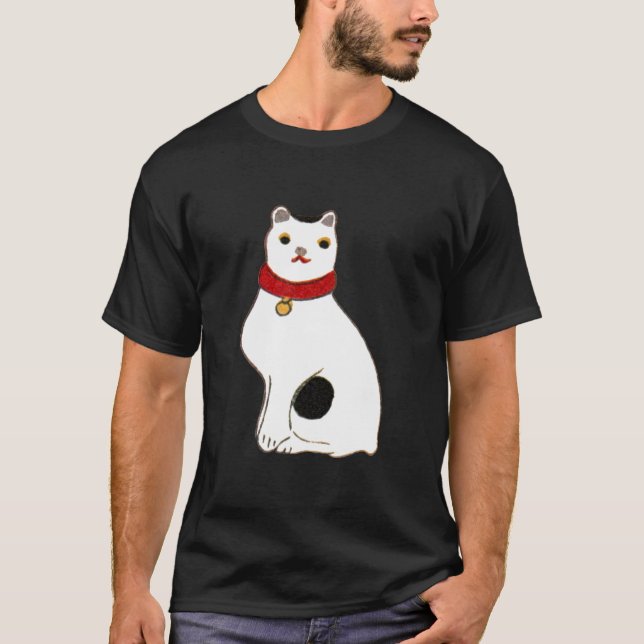 T-shirt 日 本 の 猫 の 人 形, Poupée du chat japonais (Devant)