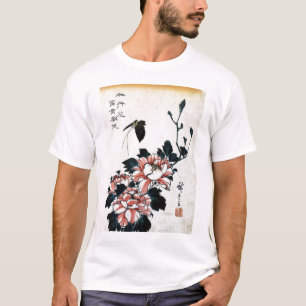 T-shirt 牡 丹 に 蝶, 広 Peonies et Papillon, Hiroshige, Ukiyo-e