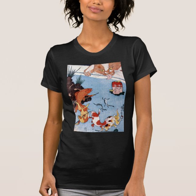 T-shirt 猫と金魚, chat de 国芳 et poisson rouge, Kuniyoshi, (Devant)