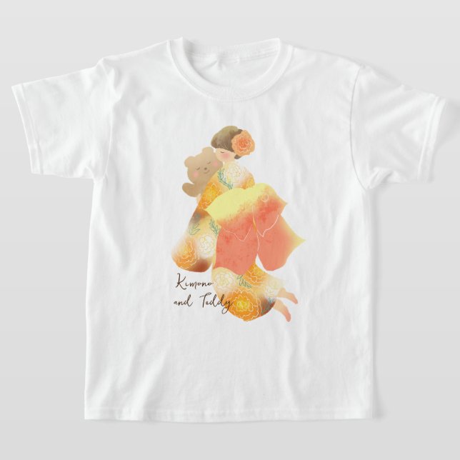 T-SHIRT 着物の女の子とテディベア (Poser)