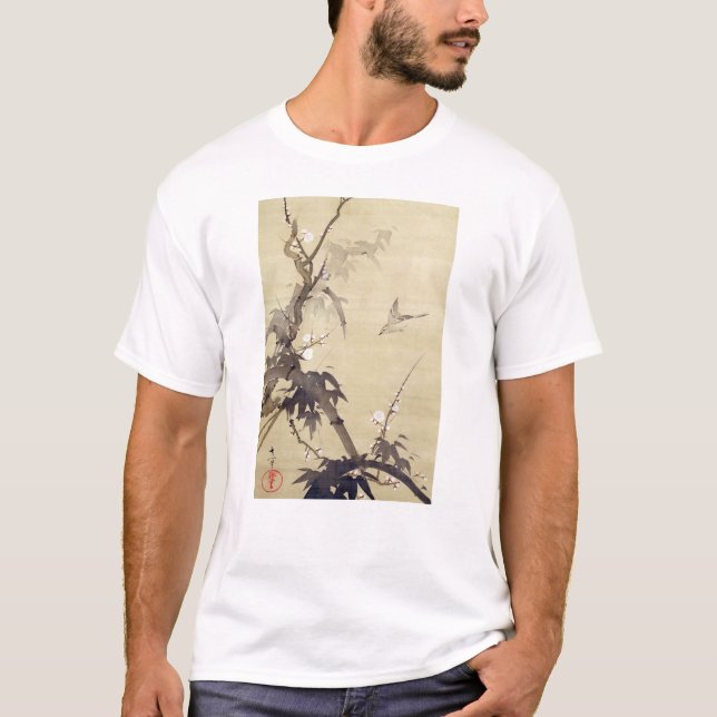 T-shirt 竹に鳥, oiseau de 其一 et bambou, Kiitsu, art du Japon (Devant)