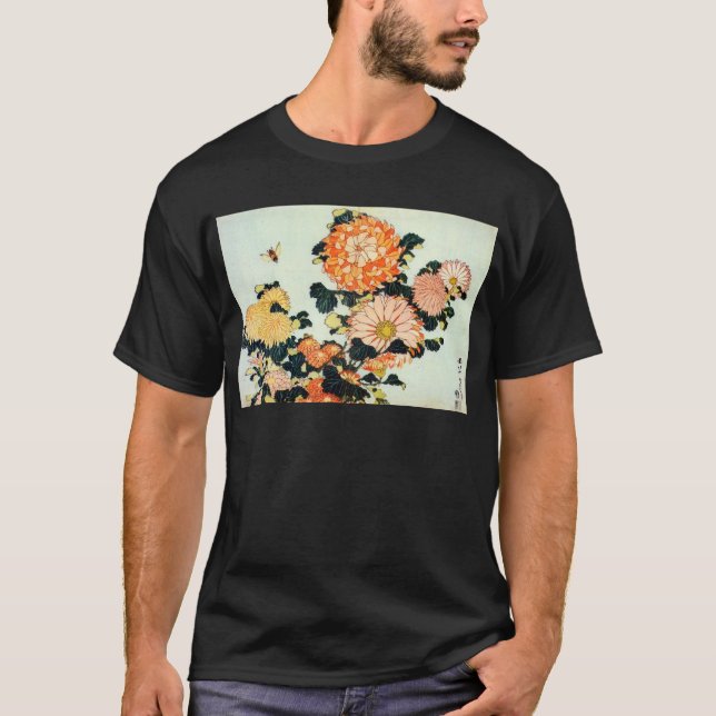 T-shirt 菊と蜂, chrysanthème de 北斎 et abeille, Hokusai (Devant)